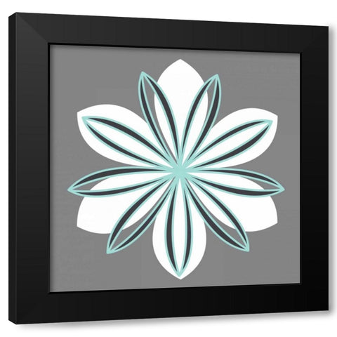 Flower Outline 1B Black Modern Wood Framed Art Print by Robinson, Tamara