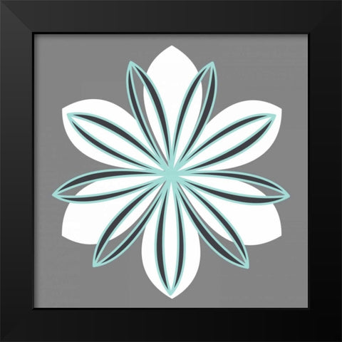 Flower Outline 1B Black Modern Wood Framed Art Print by Robinson, Tamara