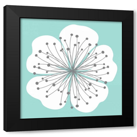 Flower Outline 2B Black Modern Wood Framed Art Print with Double Matting by Robinson, Tamara