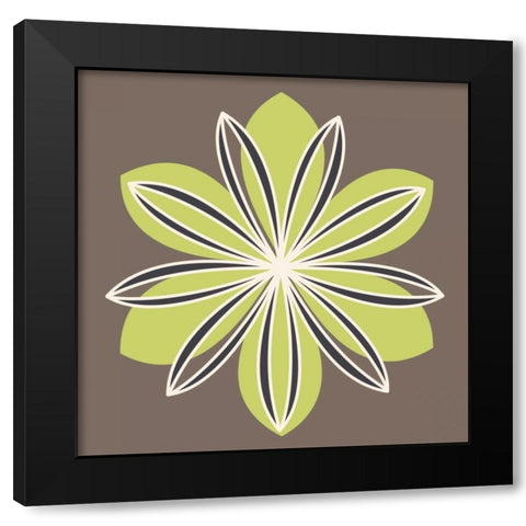 Flower Outline 1C Black Modern Wood Framed Art Print by Robinson, Tamara