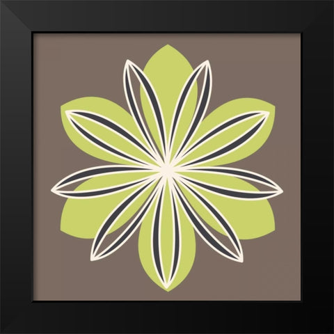 Flower Outline 1C Black Modern Wood Framed Art Print by Robinson, Tamara