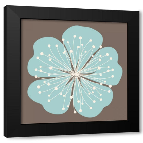 Flower Outline 2C Black Modern Wood Framed Art Print with Double Matting by Robinson, Tamara