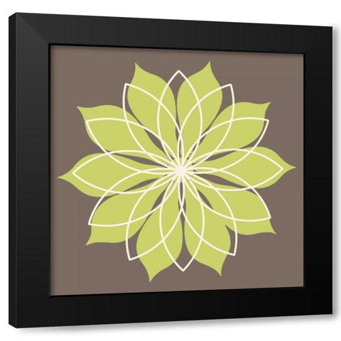 Flower Outline 3C Black Modern Wood Framed Art Print by Robinson, Tamara