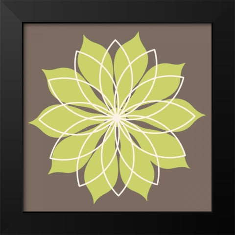 Flower Outline 3C Black Modern Wood Framed Art Print by Robinson, Tamara