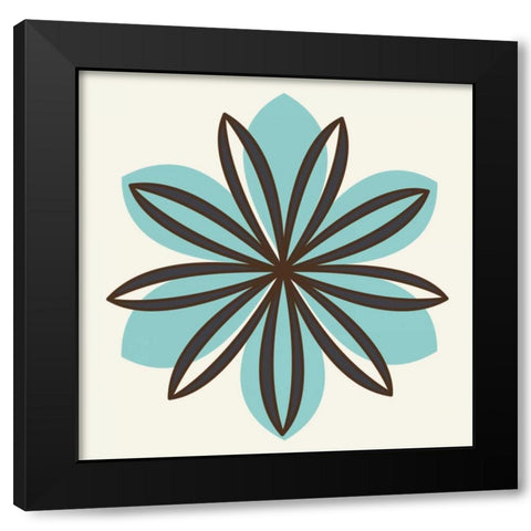 Flower Outline 1D Black Modern Wood Framed Art Print with Double Matting by Robinson, Tamara