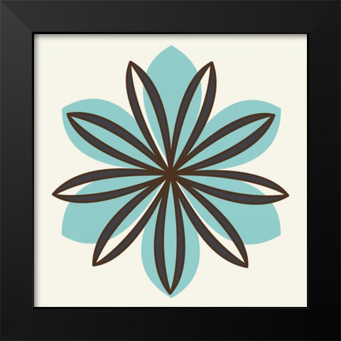 Flower Outline 1D Black Modern Wood Framed Art Print by Robinson, Tamara