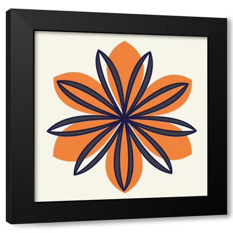 Flower Outline 1E Black Modern Wood Framed Art Print with Double Matting by Robinson, Tamara