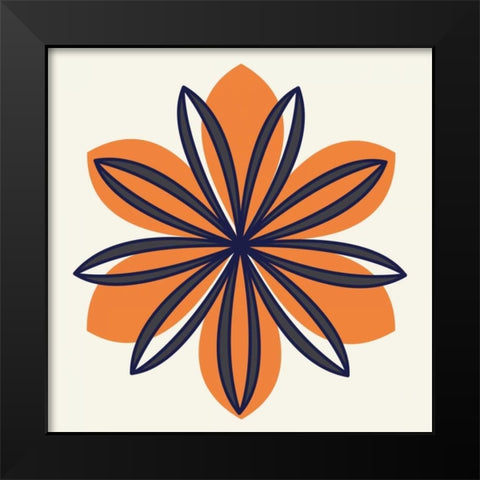 Flower Outline 1E Black Modern Wood Framed Art Print by Robinson, Tamara