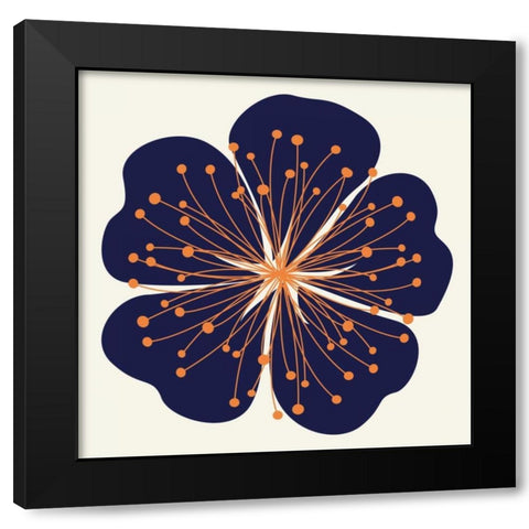 Flower Outline 2E Black Modern Wood Framed Art Print with Double Matting by Robinson, Tamara