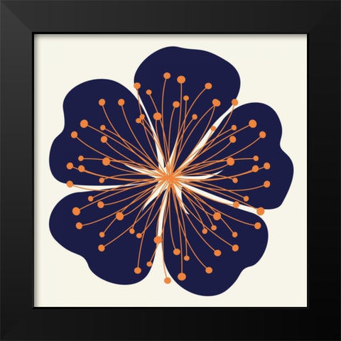 Flower Outline 2E Black Modern Wood Framed Art Print by Robinson, Tamara