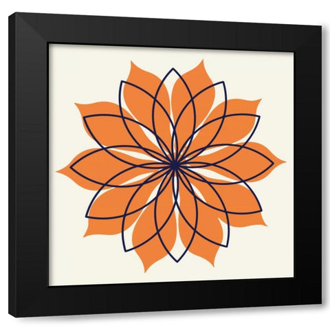 Flower Outline 3E Black Modern Wood Framed Art Print with Double Matting by Robinson, Tamara