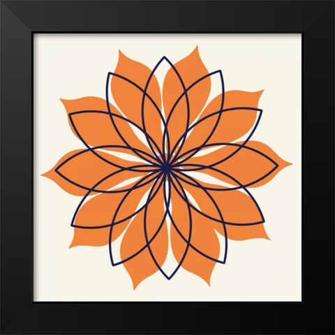 Flower Outline 3E Black Modern Wood Framed Art Print by Robinson, Tamara