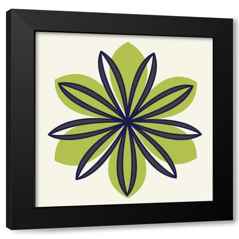 Flower Outline 1F Black Modern Wood Framed Art Print with Double Matting by Robinson, Tamara