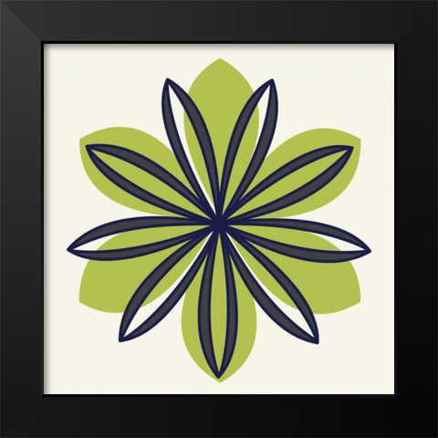 Flower Outline 1F Black Modern Wood Framed Art Print by Robinson, Tamara