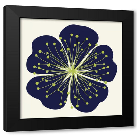 Flower Outline 2F Black Modern Wood Framed Art Print with Double Matting by Robinson, Tamara