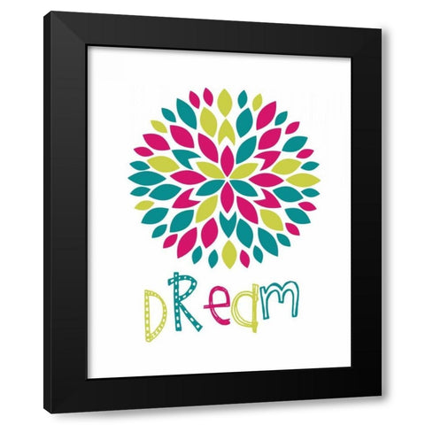 Dream Flower Burst Black Modern Wood Framed Art Print by Robinson, Tamara