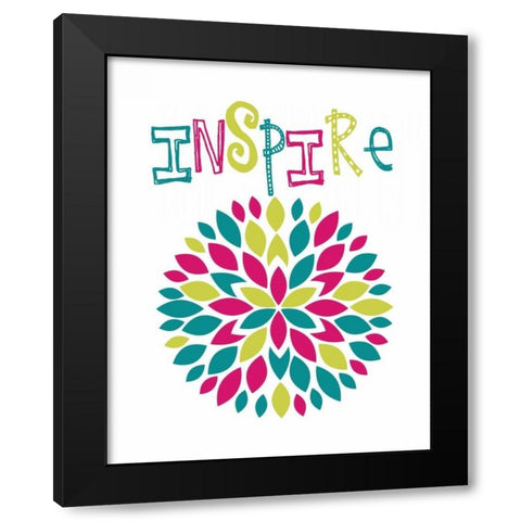Inspire Flower Burst Black Modern Wood Framed Art Print by Robinson, Tamara