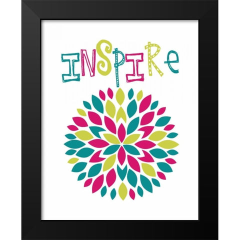 Inspire Flower Burst Black Modern Wood Framed Art Print by Robinson, Tamara