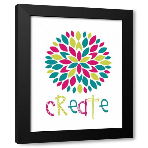 Create Flower Burst Black Modern Wood Framed Art Print by Robinson, Tamara