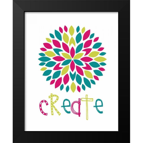 Create Flower Burst Black Modern Wood Framed Art Print by Robinson, Tamara