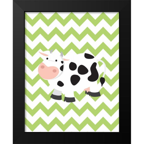 Chevron Cow Black Modern Wood Framed Art Print by Robinson, Tamara
