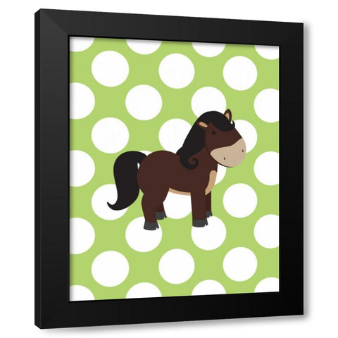 Horse Polka Dots Black Modern Wood Framed Art Print with Double Matting by Robinson, Tamara