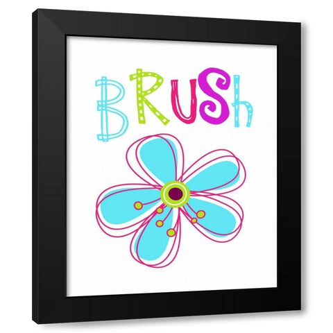 Brush Flower Black Modern Wood Framed Art Print with Double Matting by Robinson, Tamara