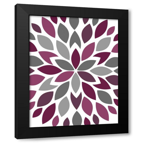 Flower Petal Burst III Black Modern Wood Framed Art Print by Robinson, Tamara