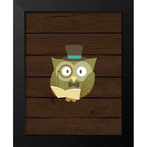 Hipster Owl Black Modern Wood Framed Art Print by Robinson, Tamara