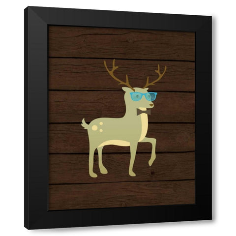 Hipster Deer Black Modern Wood Framed Art Print by Robinson, Tamara