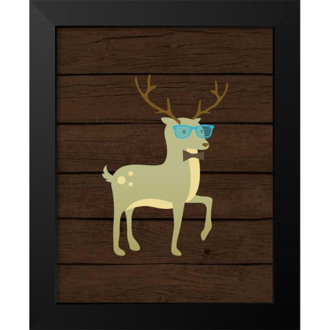Hipster Deer Black Modern Wood Framed Art Print by Robinson, Tamara
