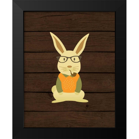 Hipster Bunny Black Modern Wood Framed Art Print by Robinson, Tamara