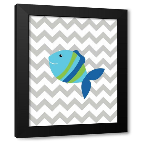 Chevron Fish Black Modern Wood Framed Art Print by Robinson, Tamara