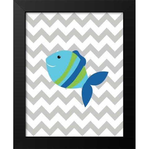 Chevron Fish Black Modern Wood Framed Art Print by Robinson, Tamara