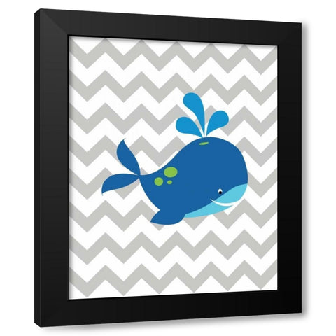 Chevron Whale Black Modern Wood Framed Art Print with Double Matting by Robinson, Tamara