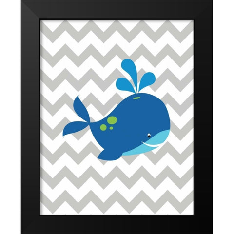 Chevron Whale Black Modern Wood Framed Art Print by Robinson, Tamara