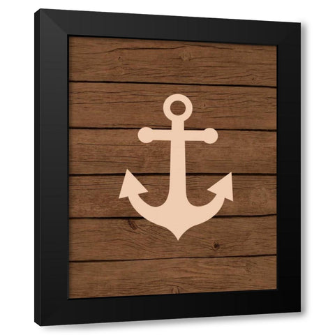 Nautical Wood Anchor Black Modern Wood Framed Art Print with Double Matting by Robinson, Tamara