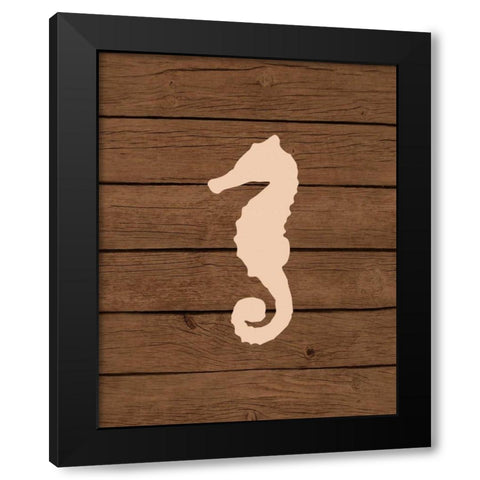 Nautical Wood Seahorse Black Modern Wood Framed Art Print by Robinson, Tamara