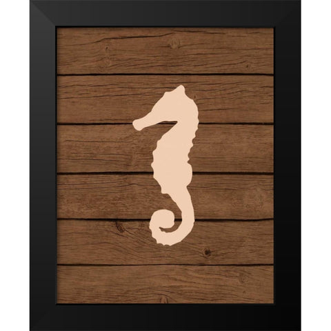 Nautical Wood Seahorse Black Modern Wood Framed Art Print by Robinson, Tamara