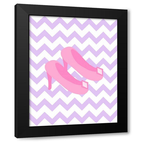 Chevron Princess Shoes Black Modern Wood Framed Art Print by Robinson, Tamara