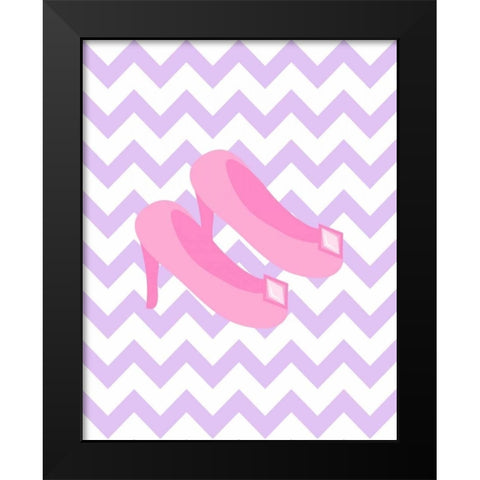 Chevron Princess Shoes Black Modern Wood Framed Art Print by Robinson, Tamara