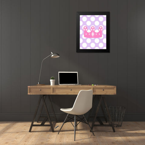 Princess Crown Polka Dots Black Modern Wood Framed Art Print by Robinson, Tamara