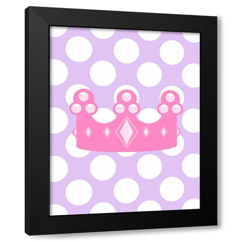 Princess Crown Polka Dots Black Modern Wood Framed Art Print by Robinson, Tamara