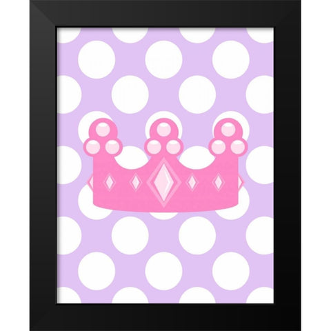 Princess Crown Polka Dots Black Modern Wood Framed Art Print by Robinson, Tamara