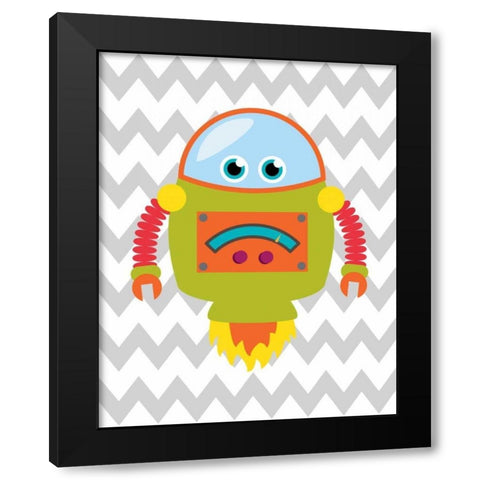 Robot Chevron I Black Modern Wood Framed Art Print with Double Matting by Robinson, Tamara