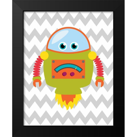 Robot Chevron I Black Modern Wood Framed Art Print by Robinson, Tamara