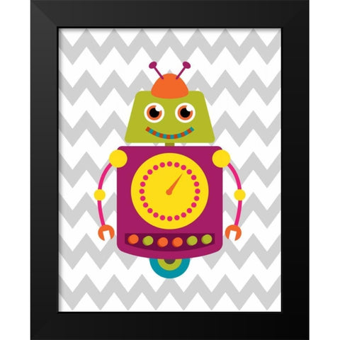 Robot Chevron II Black Modern Wood Framed Art Print by Robinson, Tamara