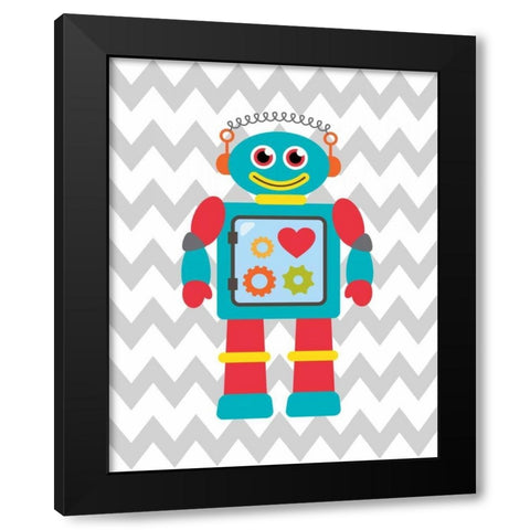 Robot Chevron III Black Modern Wood Framed Art Print with Double Matting by Robinson, Tamara