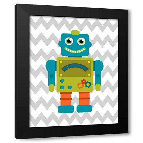 Robot Chevron IV Black Modern Wood Framed Art Print with Double Matting by Robinson, Tamara