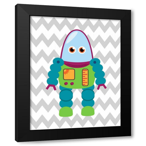 Robot Chevron V Black Modern Wood Framed Art Print by Robinson, Tamara
